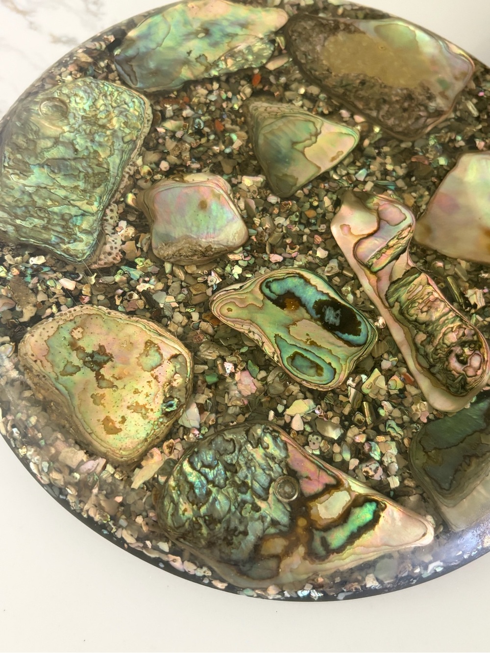 MCM Footed Trivet Abalone Vintage Kitchen Home Decor Handcrafted Laguna Beach - Picture 8 of 8